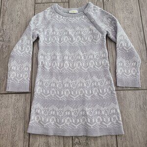🏷 3/$15 or 5/$20 Crazy 8 Girls Knit Sweater Dress Gray White Pattern Size 5T